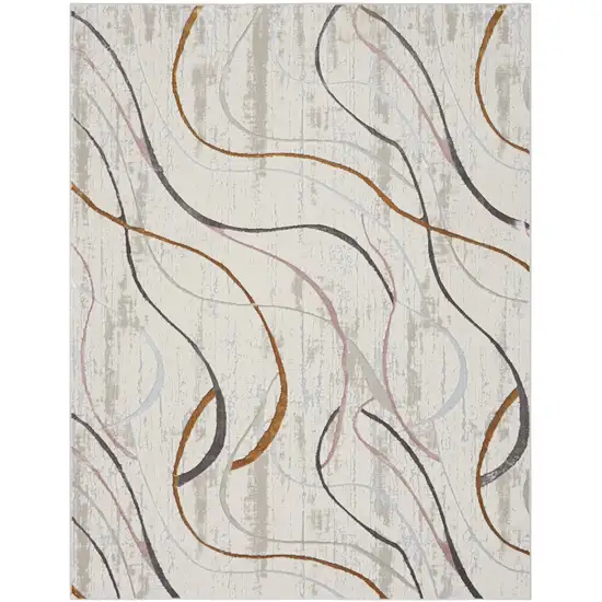 Ivory Black and Brown Abstract Non Skid Area Rug Photo 5