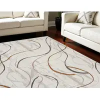 Photo of Ivory Black and Brown Abstract Non Skid Area Rug