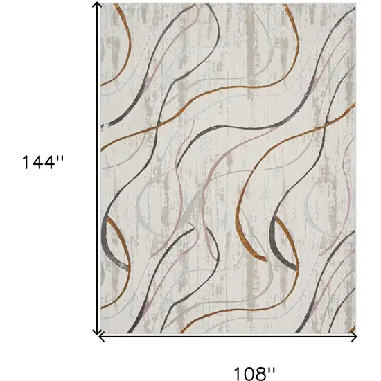 Ivory Black and Brown Abstract Non Skid Area Rug Photo 3