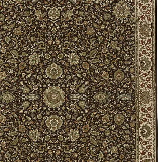 Ivory Black and Brown Oriental Area Rug Photo 4