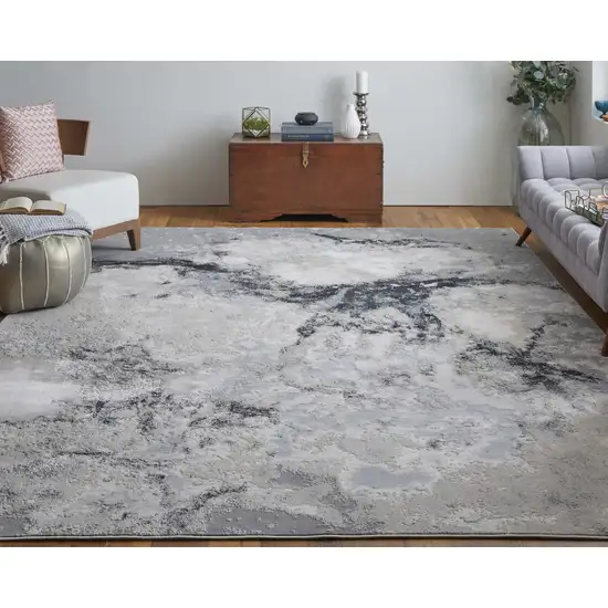 Ivory Black and Gray Abstract Area Rug Photo 7