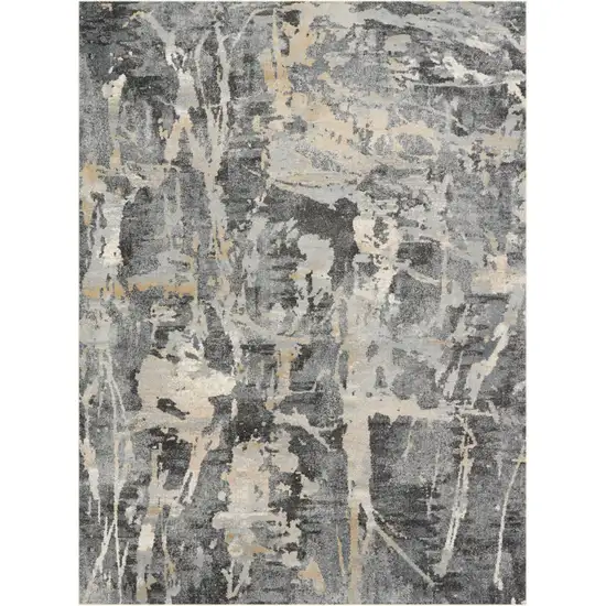 Ivory Black and Gray Abstract Area Rug Photo 6