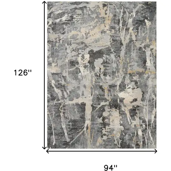 Ivory Black and Gray Abstract Area Rug Photo 3