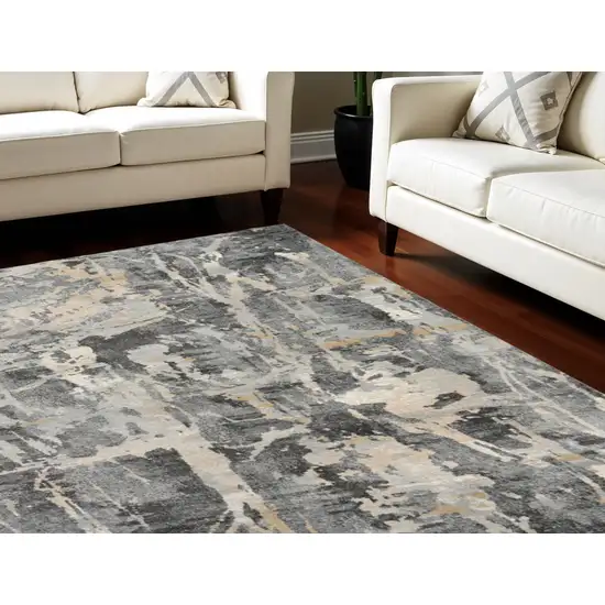 Ivory Black and Gray Abstract Area Rug Photo 1