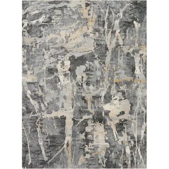 Ivory Black and Gray Abstract Area Rug Photo 2