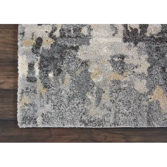 Ivory Black and Gray Abstract Distressed Area Rug Photo 4