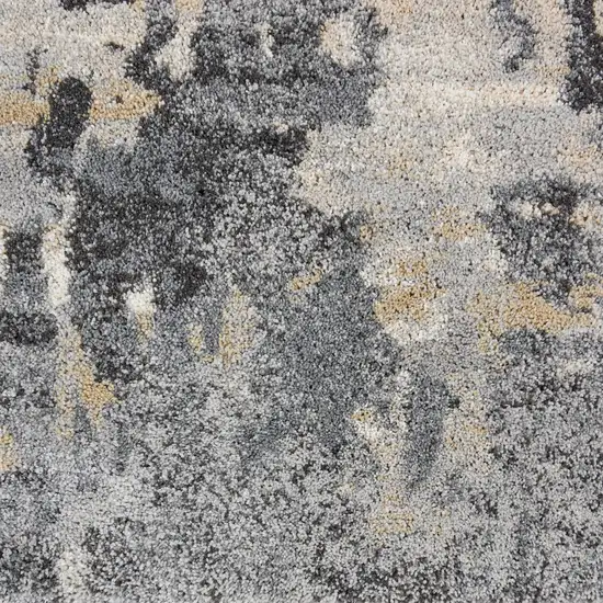 Ivory Black and Gray Abstract Distressed Area Rug Photo 9