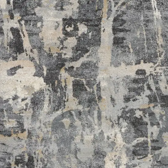 Ivory Black and Gray Abstract Distressed Area Rug Photo 4