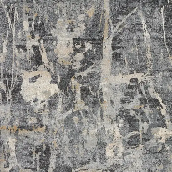 Ivory Black and Gray Abstract Distressed Area Rug Photo 5