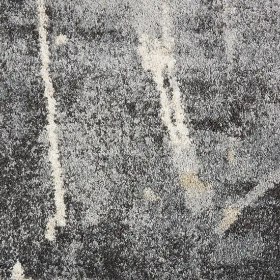 Ivory Black and Gray Abstract Distressed Area Rug Photo 9