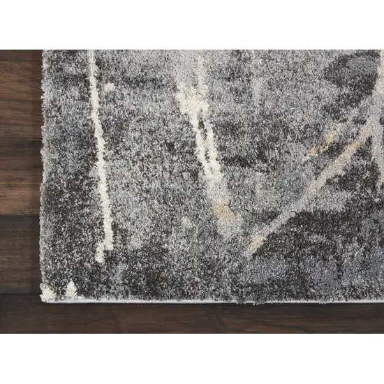 Ivory Black and Gray Abstract Distressed Area Rug Photo 8