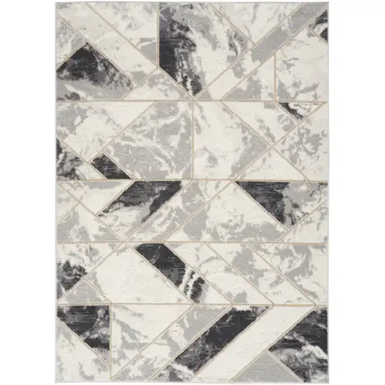 Ivory Black and Gray Abstract Non Skid Area Rug Photo 2