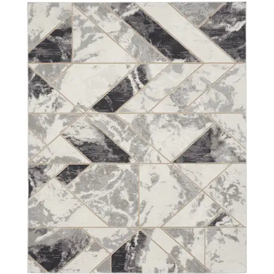 Ivory Black and Gray Abstract Non Skid Area Rug Photo 8