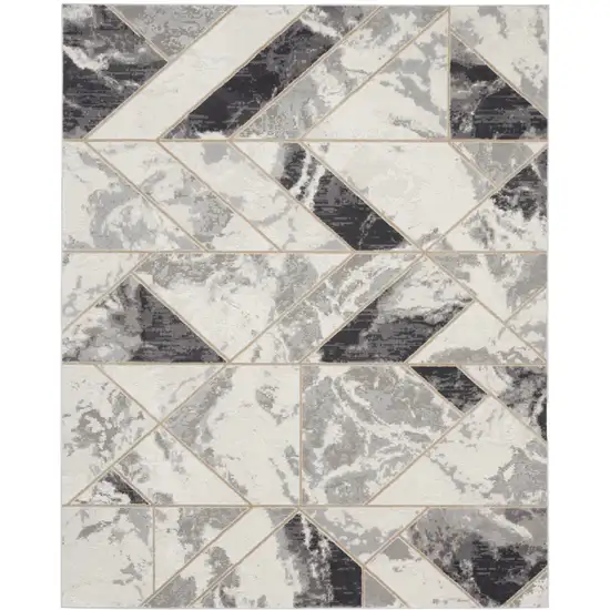 Ivory Black and Gray Abstract Non Skid Area Rug Photo 2