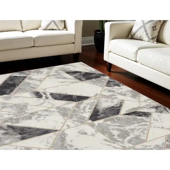 Ivory Black and Gray Abstract Non Skid Area Rug Photo 1