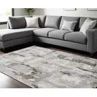 Photo of Ivory Black and Gray Abstract Non Skid Area Rug