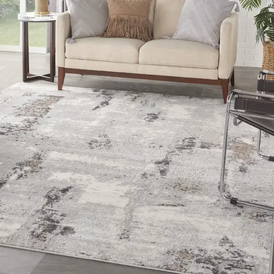 Ivory Black and Gray Abstract Non Skid Area Rug Photo 6