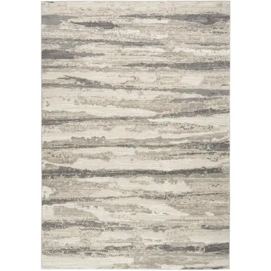 Ivory Black and Gray Abstract Non Skid Area Rug Photo 2