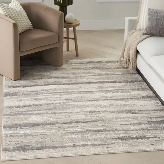 Ivory Black and Gray Abstract Non Skid Area Rug Photo 8