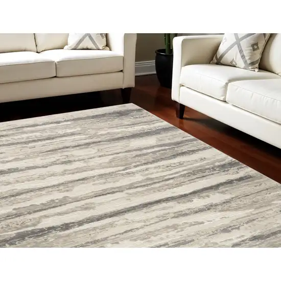 Ivory Black and Gray Abstract Non Skid Area Rug Photo 1