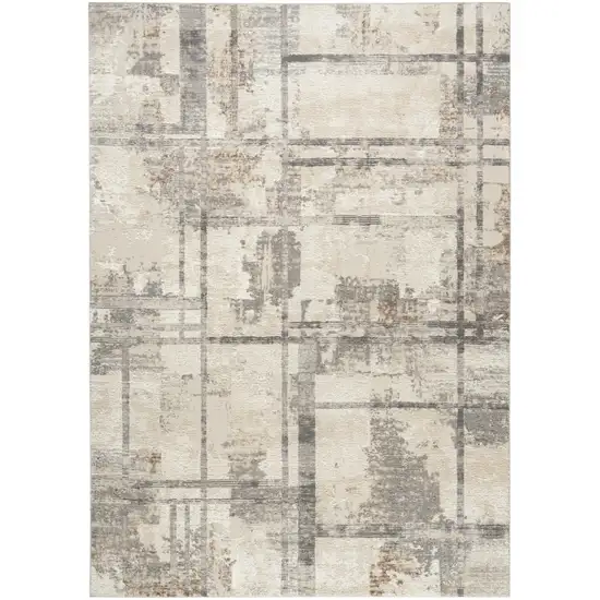 Ivory Black and Gray Abstract Non Skid Area Rug Photo 8