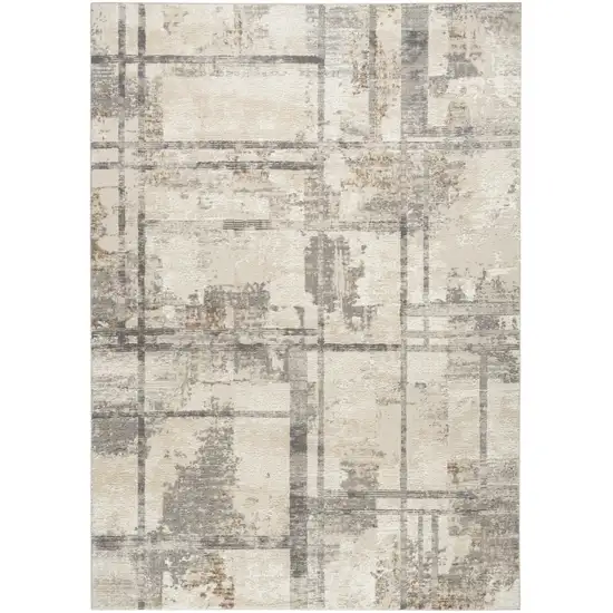 Ivory Black and Gray Abstract Non Skid Area Rug Photo 2