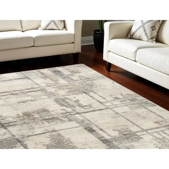 Ivory Black and Gray Abstract Non Skid Area Rug Photo 1