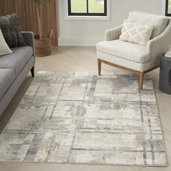 Ivory Black and Gray Abstract Non Skid Area Rug Photo 9