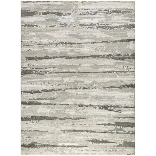 Ivory Black and Gray Abstract Non Skid Area Rug Photo 7