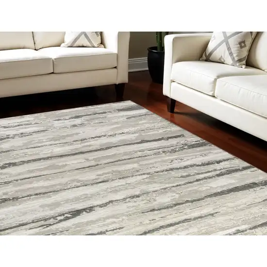 Ivory Black and Gray Abstract Non Skid Area Rug Photo 1