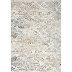 Photo of Ivory Black and Gray Abstract Non Skid Area Rug