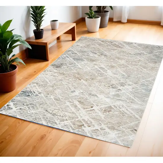 Ivory Black and Gray Abstract Non Skid Area Rug Photo 1