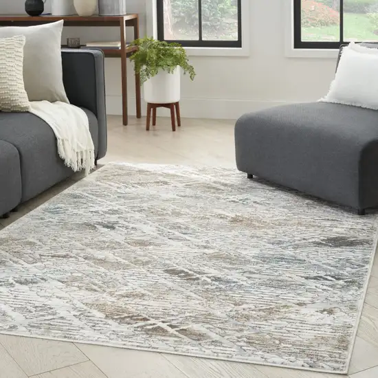 Ivory Black and Gray Abstract Non Skid Area Rug Photo 6