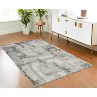 Photo of Ivory Black and Gray Abstract Non Skid Area Rug