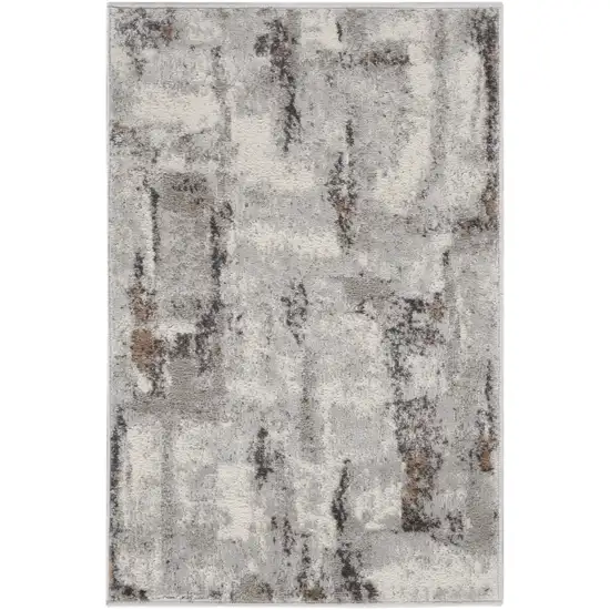 Ivory Black and Gray Abstract Non Skid Area Rug Photo 5