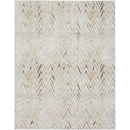 Ivory Black and Gray Chevron Distressed Non Skid Area Rug Photo 5