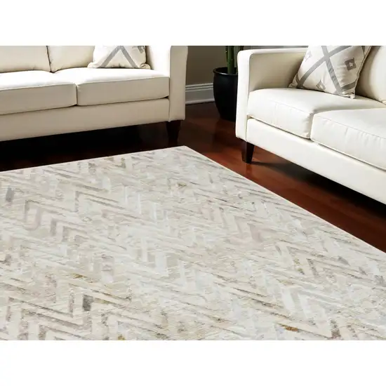 Ivory Black and Gray Chevron Distressed Non Skid Area Rug Photo 1