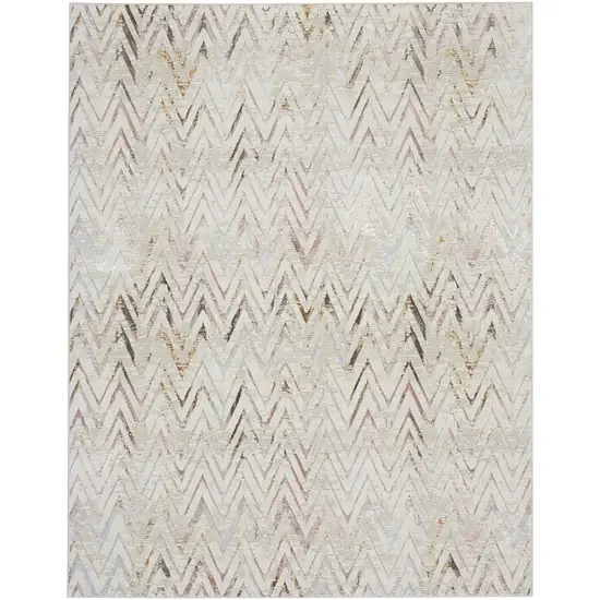 Ivory Black and Gray Chevron Distressed Non Skid Area Rug Photo 2