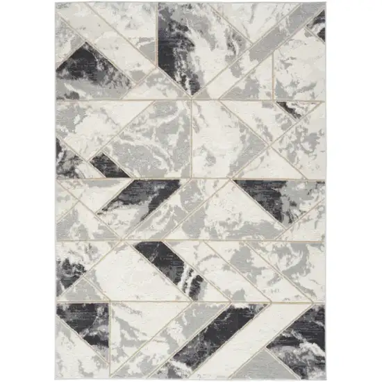 Ivory Black and Gray Geometric Non Skid Area Rug Photo 2