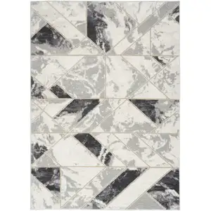 Photo of Ivory Black and Gray Geometric Non Skid Area Rug