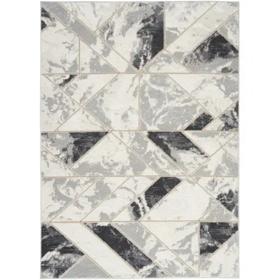 Ivory Black and Gray Geometric Non Skid Area Rug Photo 8