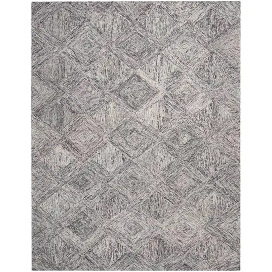 Ivory Black and Gray Wool Geometric Area Rug Photo 2