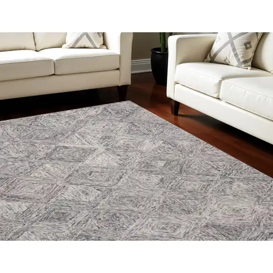 Ivory Black and Gray Wool Geometric Area Rug Photo 1