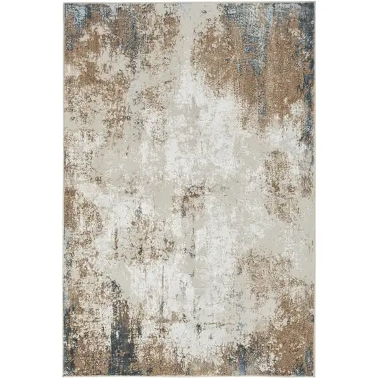 Ivory Black and Taupe Abstract Distressed Non Skid Area Rug Photo 2