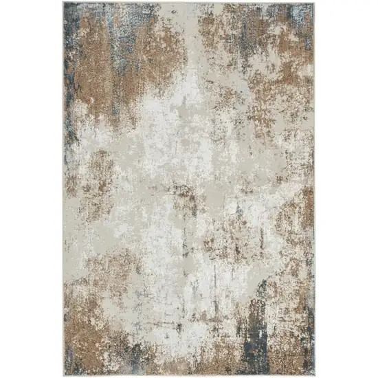 Ivory Black and Taupe Abstract Distressed Non Skid Area Rug Photo 4