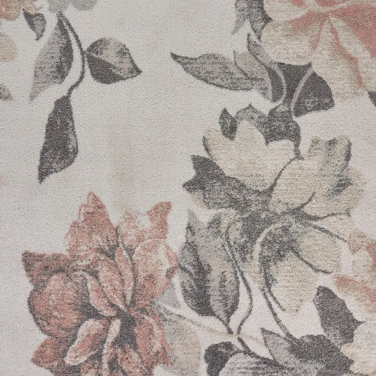 Ivory Blooming Rose Area Rug Photo 2