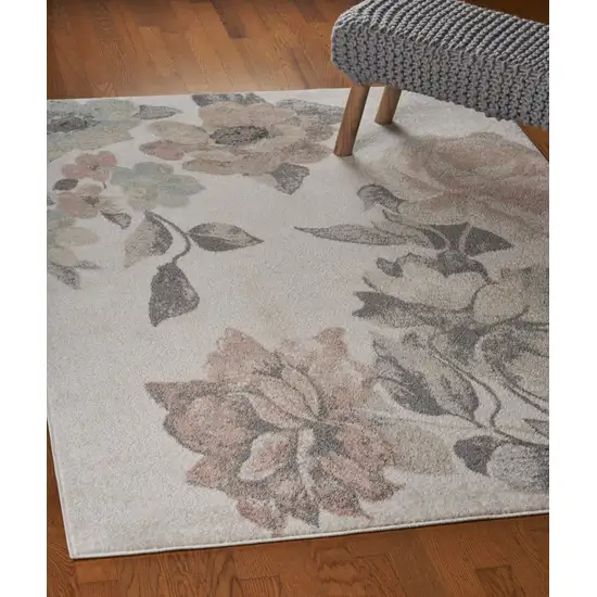 Ivory Blooming Rose Area Rug Photo 7