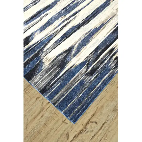 Ivory Blue And Gray Abstract Distressed Area Rug Photo 5