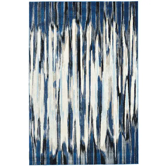 Ivory Blue And Gray Abstract Distressed Area Rug Photo 1