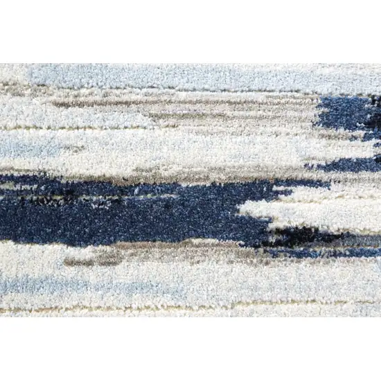 Ivory Blue And Gray Abstract Distressed Area Rug Photo 6